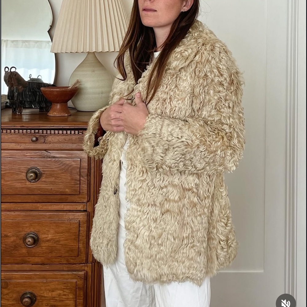 Women's Beige Faux Fur Jacket